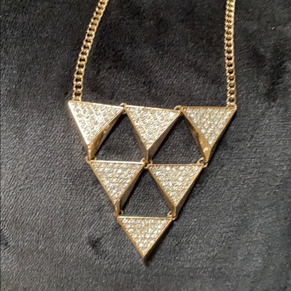 Gold pyramid pave necklace